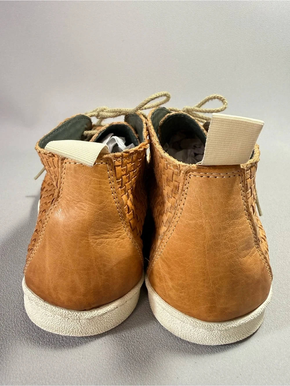 Pratesi Tan Italian Woven Leather Chukka Lace-Up Sneakers